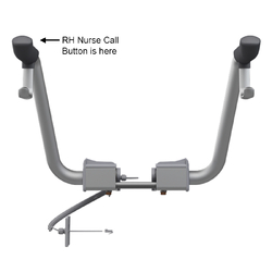 Ifo Spira 6261 Toilet with Pressalit Matt Black Double Flap Seat, Support Arms & Nurse Call RH