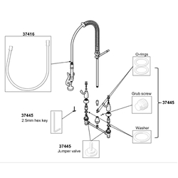 Ezy-Wash® CP-BS Lead Safe™ Hob Mtd Concealed Mixing Pre-Rinse Unit Type 82 Basin Tap - Standard