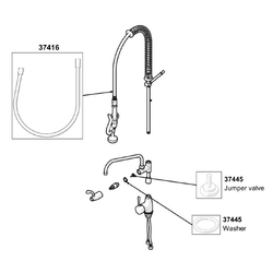 Ezy-Wash® CP-BS Lead Safe™ Hob Mtd Single Lever Mixer Pre-Rinse Unit Type 150 Flex Tail - Standard