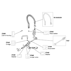 Ezy-Wash® CP-BS Lead Safe™ Hob Mtd Twin Mixer Pre-Rinse Unit Type 84 Flex Tail - Pot Filler (Compact)