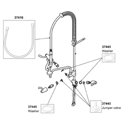 Ezy-Wash® CP-BS Lead Safe™ Hob Mtd Twin Mixer Pre-Rinse Unit Type 100 Flex Tail - Pot Filler