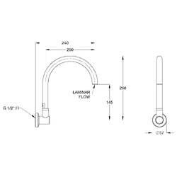 CliniLever® CP-BS Lead Safe™ Hospital Gooseneck Wall Swivel Outlet 240 Reach x 145 High Laminar