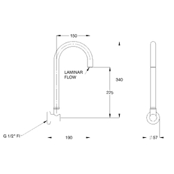 CliniLever® CP-BS Lead Safe™ Hospital Gooseneck Wall Swivel Outlet 190 Reach x 225 High Laminar