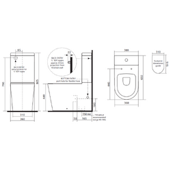 GalvinAssist® Clean Flush Ambulant Toilet Suite with Soft Close White Seat