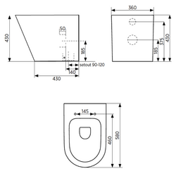 GalvinAssist® Clean Flush Ambulant Toilet Pan with Double Flap Soft Close Grey Seat