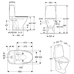 Ifo Sign 6872 Toilet with Pressalit Grey Double Flap Seat