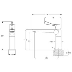 GalvinAssist® CP Lead Safe™ Short Sink Mixer with Short Flared Handle H&C