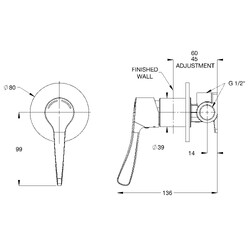 GalvinAssist® CP Lead Safe™ Shower Mixer Set with Short Flared Handle H&C