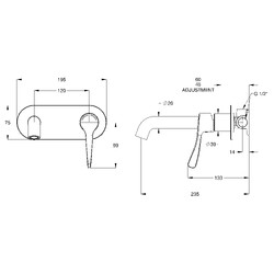 GalvinAssist® CP Lead Safe™ Wall Mixer Set with Short Flared Handle H&C