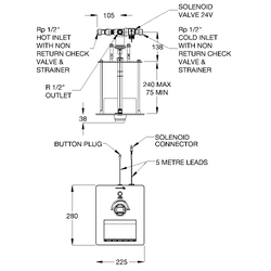 GalvinCare® Lead Safe™ Ligature Resistant Electronic Ducted Ezy-Grip Low Profile Shower Mixer with Soap Holder