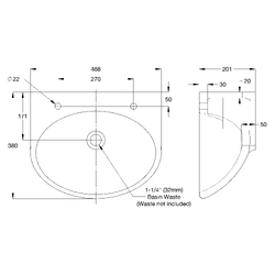 Wallgate S/Surface Wall Basin with Exposed Services 2TH