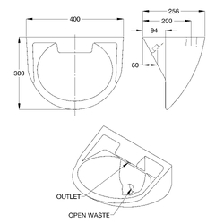 Wallgate Ligature Resistant S/Surface Wall Basin with Integ Outlet - Rear Fixed