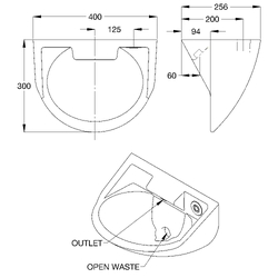 Wallgate Ligature Resistant S/Surface Wall Basin with Integ Outlet & 1 IR Sensor - Rear Fixed