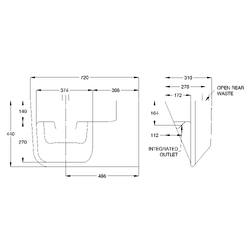Wallgate Ligature Resistant S/Surface Wall Basin with Integ Outlet & RH Shelf - Front Fixed