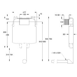 GalvinCare® Pneumatic Concealed Dual Flush Cistern