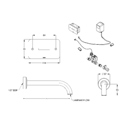 Flowmatic® Lead Safe™ Concealed Sensor Assembly, SS Face Plate & CliniLever® Fixed Wall Outlet 225mm