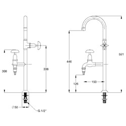 GalvinLab® CP-BS Lead Safe™ Lab Set 2-Way Type 8 Swivel J/V #1 Aerator & #16XT Tube Nozzle