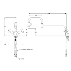 Ezy-Wash® CP-BS Lead Safe Vandal Resistant Hob Twin Mixer Pot & Kettle Filler Unit with Folding Outlet & Stop