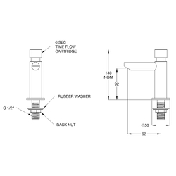 Ezy-Push® SS316 Lead Safe™ Timeflow Push Button Pillar Tap MI - Cold (6 Sec)