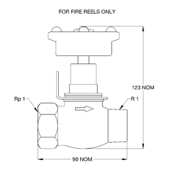 Brass Fire Hose Reel Stop Cock 25BSP M&F for G Series