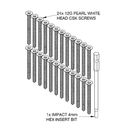 Grab Rail Security Screw Pack with Pearl White Heads 12G x 50mm (24pk)