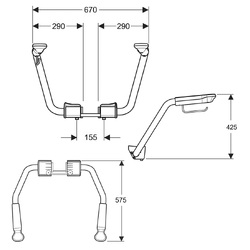 Ifo Support Arms with Single Toilet Roll Holder for Pressalit Seats