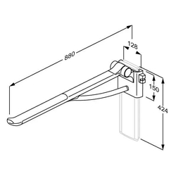 Pressalit Plus Support Arm, 880mm, RH - Anthracite Grey