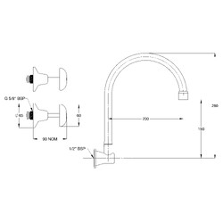 Vandal Resistant CP-BS Lead Safe™ Wall Sink Set with 100 Reach x 180H Swivel Gooseneck Outlet J/V (NSW)