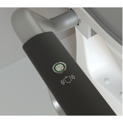 Ifo Spira 6261 Toilet with Pressalit Matt Black Double Flap Seat, Support Arms & Nurse Call RH