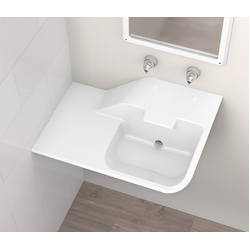 Wallgate Ligature Resistant S/Surface Wall Basin with Integ Outlet & RH Shelf - Front Fixed