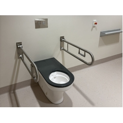 Wallgate Ligature Resistant Solid Surface Accessible WC Pan, Coved, with Integrated Grey Seat, 460x810mm