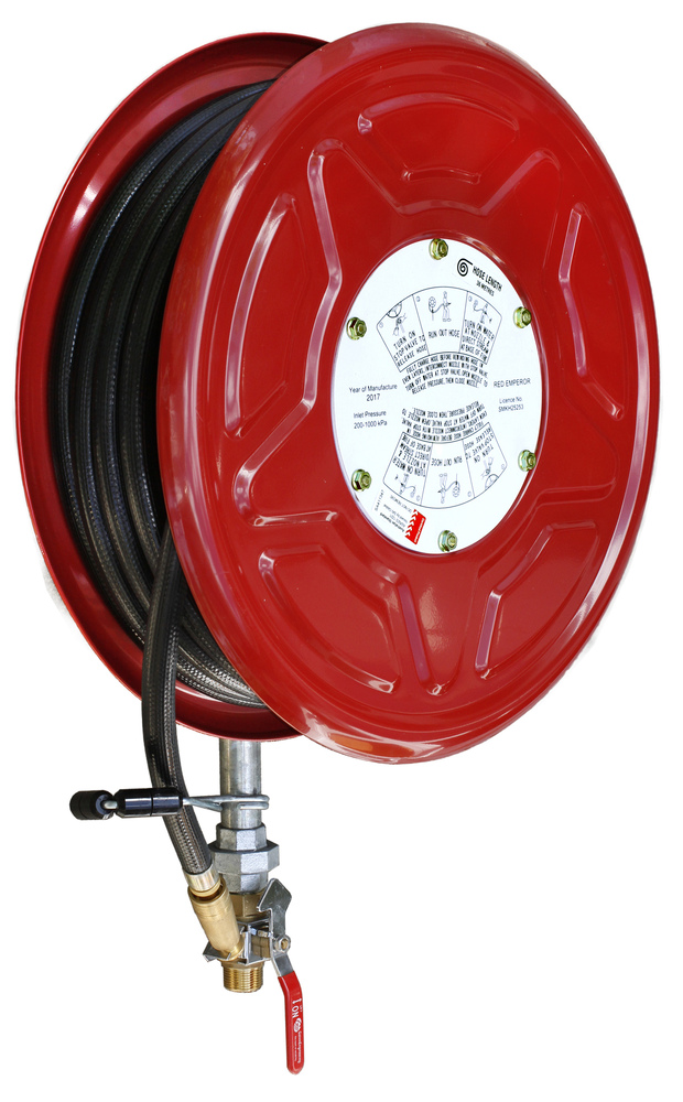 Red Emperor® F Series Standard Fixed Fire Hose Reel with Swing Guide Arm  36m - Red