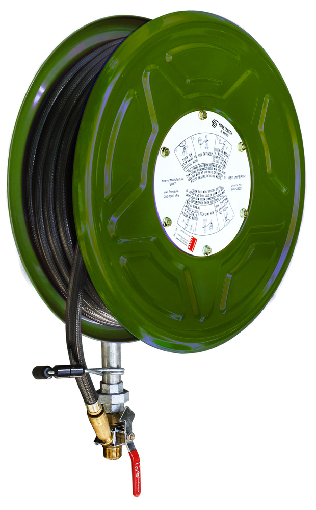 Red Emperor® Green F1 Fixed Hose Reel with Swing Guide Arm 36m - Green