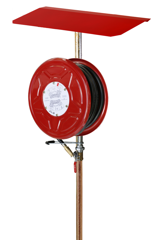 Red Emperor® L1 Free Standing Fire Hose Reel with Stand & Sunshield 36m -  Red