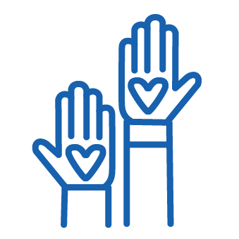 Hands Icon representing Volunteerism and Community 