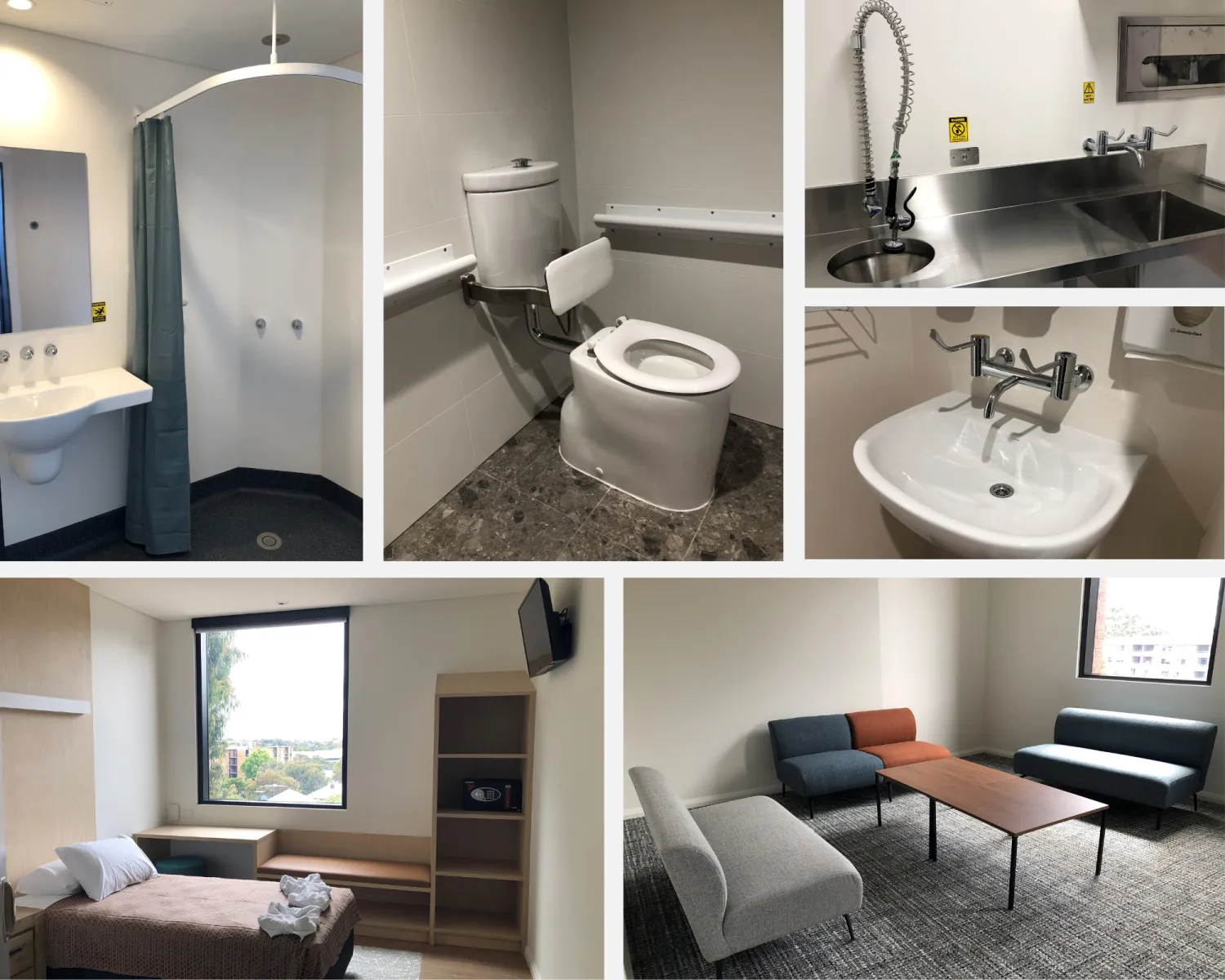Interior of Abbotsford Private Hospital featuring Galvin’s homely ligature resistant tapware and bathroom fixtures, designed to support safety and therapeutic care in private mental health settings.