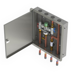 CliniMix® Classic Lead Safe™ TMV SS Cabinet Assembly with Universal Door 20 Cold Bypass, Bottom In & Out