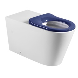 GalvinAssist® Wall Faced, Clean Flush, Easy Care, Accessible Toilet Pan with Blue Seat 