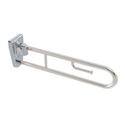 GalvinAssist® Fold Down SS Grab Rail with Fixed Toilet Roll Holder (Left Hand)