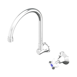Vandal Resistant CP Lead Safe™ Wall Sink Set 1/2 Turn C/D with 120H Swivel Gooseneck & Aerator - Cold