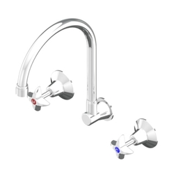 Vandal Resistant CP Lead Safe™ Wall Sink Set 1/2 Turn C/D with 120H Swivel Gooseneck & Aerator