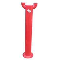 Hydrant Pipe Riser with Dual Head, Flanged Vert Inlet 150TE x 1400 Long (Galv & Painted)
