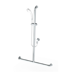 GalvinAssist® Hand Shower w/ Inverted Centre T 700x1100 Stainless Steel Hygienic Grab Rail