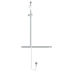 GalvinAssist® Hand Shower with Inverted LH T 700x1100 Stainless Steel Hygienic Grab Rail