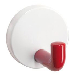 HEWI Dementia Robe Hook Single 50mm with White Rosette & Ruby Red Hook