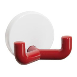 HEWI Dementia Robe Hook Double 50mm with White Rosette & Ruby Red Hook