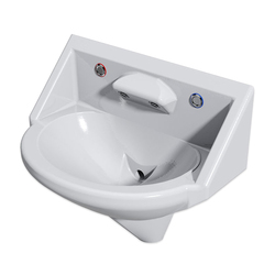 Wallgate Anti-Ligature, Anti-Vandal Solid Surface High Secure Basin; 2 Out; 2 Piezo Activation - White