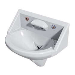 Wallgate Anti-Ligature, Anti-Vandal Solid Surface High Secure Basin; 2 Out; 2 Infra-Red Activation - White
