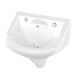 Wallgate Anti-Ligature, Anti-Vandal Solid Surface High Secure Basin 1 Out, 2 Piezo Activated - White