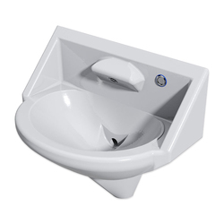 Wallgate Anti-Ligature, Anti-Vandal Solid Surface High Secure Basin; 1 Out; 1 Piezo Activation - White
